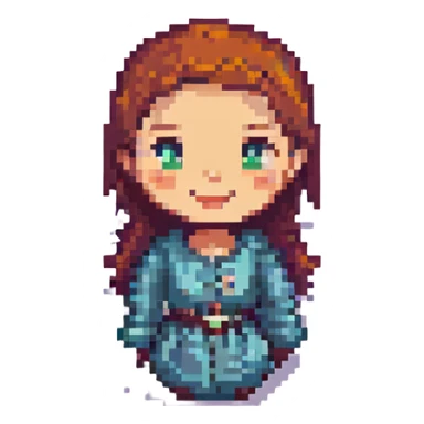 smiling woman, pixel art style sticker