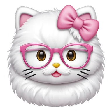 Hello kitty with glasses and fluffy white fur sticker