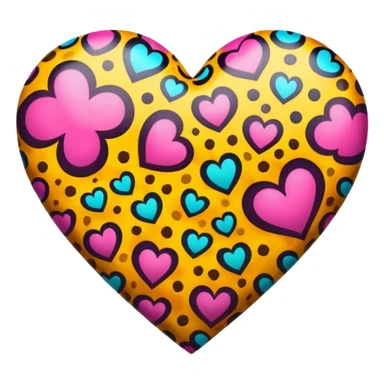 Colorful wild realistic leopard-printed-patterned heart sticker