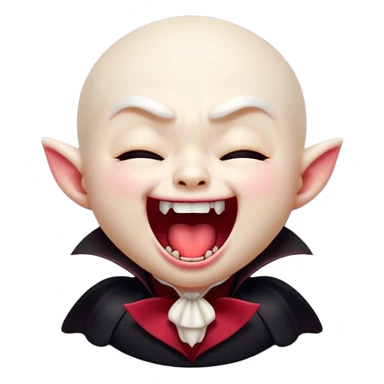Cinematic Cute Yawning Vampire Portrait Emoji, with a small, rounded, charming pale face accented with tiny playful fangs and droopy, half-closed eyes, head tilted in an adorable wide yawn, dressed in miniature elegant dark attire with a hint of crimson, simplified yet irresistibly endearing, highly detailed with a soft, mysterious glow and gentle outline that captures the cute, drowsy side of an immortal! sticker