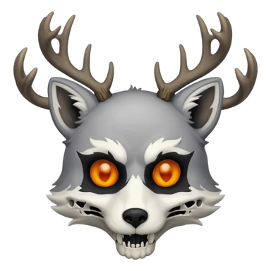 Fox with antlers and skull face sticker