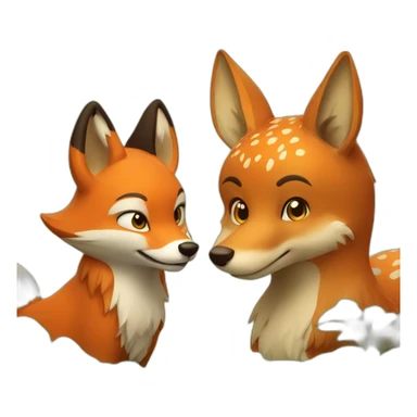 A fox and a deer friends sticker