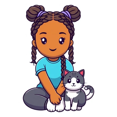 Black girl with braids cat sticker
