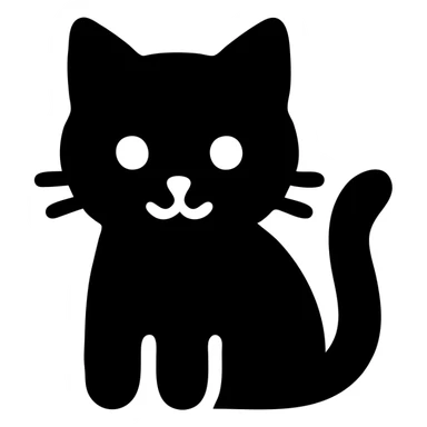 A cute cat in a solid filled icon style sticker