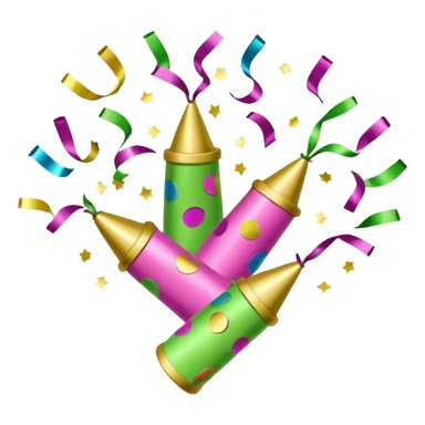 light green and pink party poppers and confetti sticker