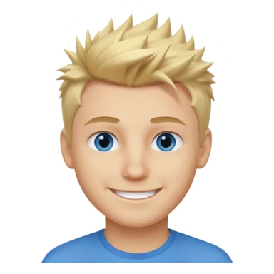 young man with slightly spiky blond hair, smiling sticker