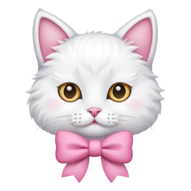 white cat with a pink bow sticker