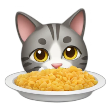 a cat eatting food sticker