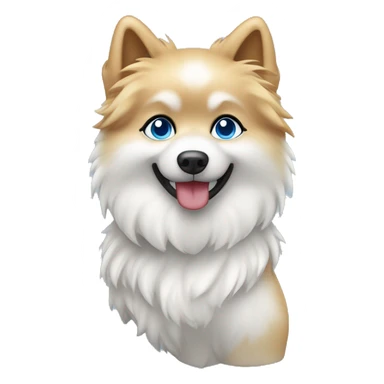 Weißer spitz auf dem Arm von Mädchen mit blonden Haaren und blauen Augen sticker