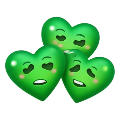 Three small green hearts with sparkles and stars sticker