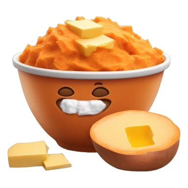 mashed sweet potatoes in a bowl with butter on top sticker