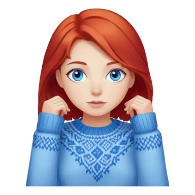 girl with red hair and blue eyes wearing in sweater  sticker