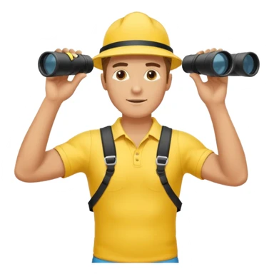 Male lifeguard – yellow shirt, binoculars in hand, scanning the sea, full body sticker