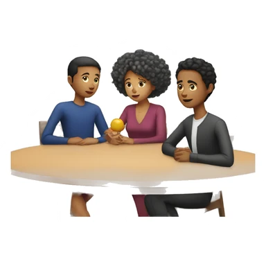 mixed race people sitting around a table looking confused sticker