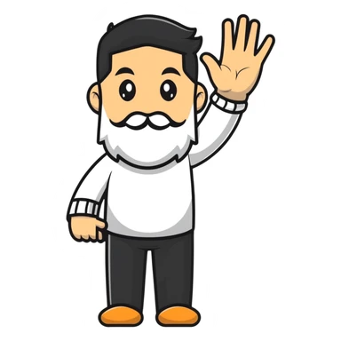happy bearded guy waving hand sticker