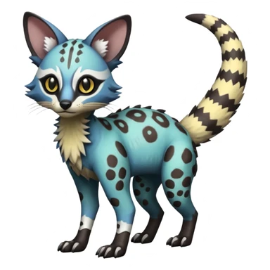 Rare realistic warm-colored lush exotic cute edgy epic futuristic aesthetic gloomy spooky dark modern colorful cyber-Genet-Trico-species-Fakemon-hybrid-creature, with beautiful intricate markings, full body sticker
