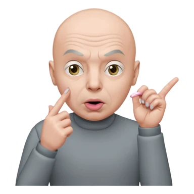 Austin Powers, Dr. evil in gray shirt with pinky finger to mouth sticker