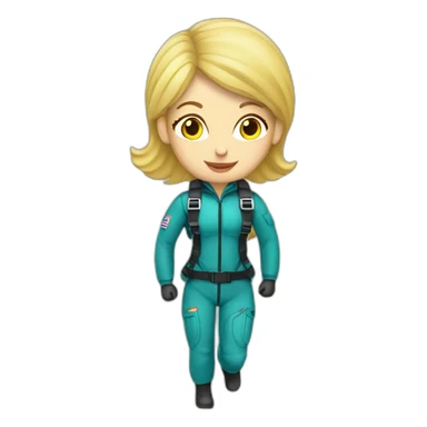 caucasian blonde female skydiver with parachute sticker