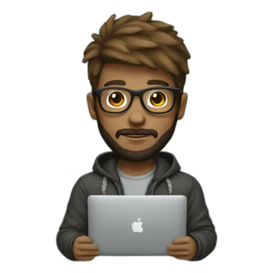 hipster with hoodie and a macbook sticker