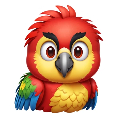 cinematic-cute-macaw-portrait-emoji,-head-tilted-playfully-and-inquisitively,-with-a-dazzling-red-plumage-and-round,-sparkling-eyes-filled-with-charm,-simplified-yet-irresistibly-adorable-features,-highly-detailed sticker