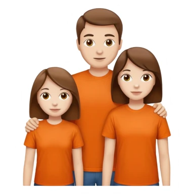 family aill white / browm hair / orange t-shirt sticker