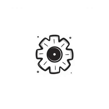 playful hand-drawn doodle style settings gear icon, no text sticker