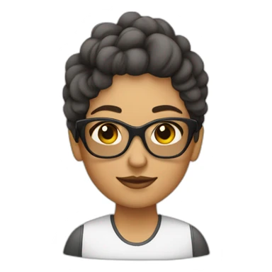 Mujer con pelo blanco corto y gafas sticker