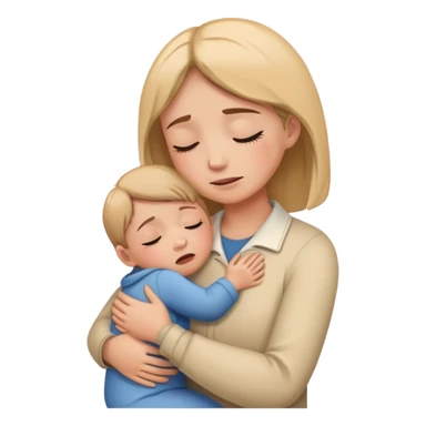 comforting parent hugging a crying child, warm and caring sticker