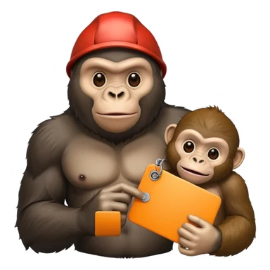 gorilla and monkey together, both holding tags sticker