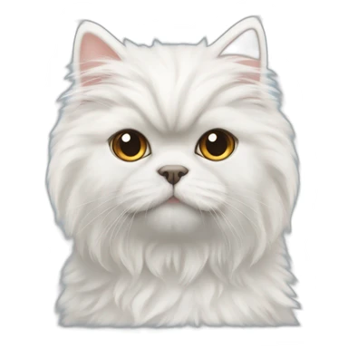 fluffy white persian cat with a yorkiepoo sticker