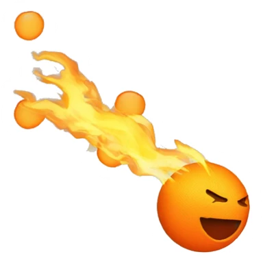 orange ball on fire flying through the air sticker