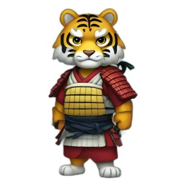 A samurai tiger in a forest in Japan  sticker