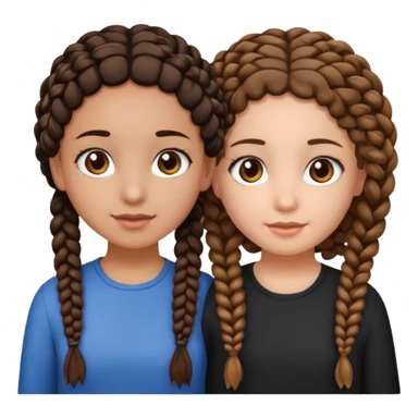 2 girl best friends. One is black with braids and brown eyes. One is white with curly brown hair with brown eyes. sticker