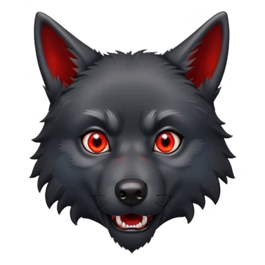 surprised shocked black wolf with red eyes sticker