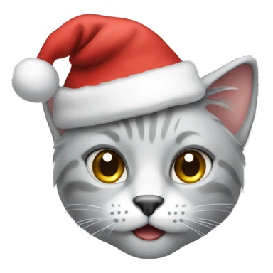 Silver cat wearing Christmas hat  sticker