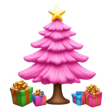Pink Christmas tree with presents sticker