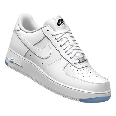 White Nike Air Force 1 sneaker with clean design and Nike swoosh from another angle sticker