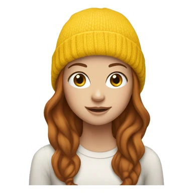 White Girl with Brown and Auburn hair wearing yellow beanie sticker