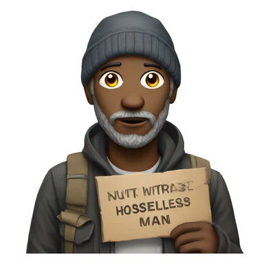 homeless man with sign sticker