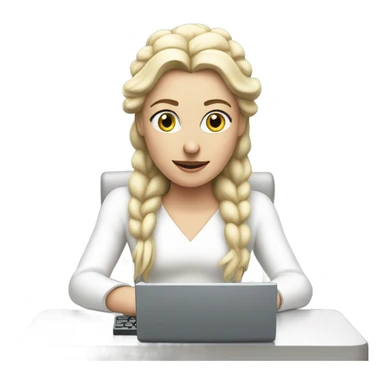 White queen typing on a computer sticker