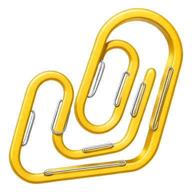 The emoji is a yellow paperclip positioned diagonally, with its two main loops clearly visible, suggesting the function of an attachment or a hyperlink. sticker