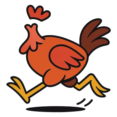 headless chicken running, cartoon style sticker