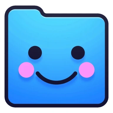 Mac Finder logo, blue square with happy face sticker