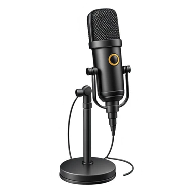 cardioid podcast microphone, with its base sticker
