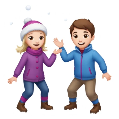 snowball fight pair each other sticker