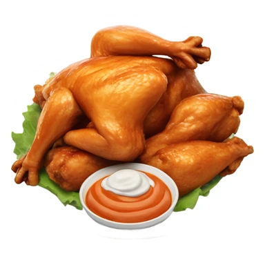 A chicken eating all of the Buffalo chicken wings sticker