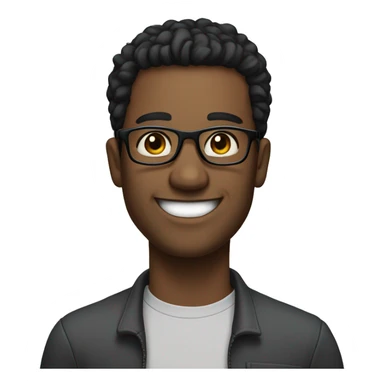 Man who is 30 years old and smilling. He is black hair and black eyes and wear black glasses. Fair skin sticker