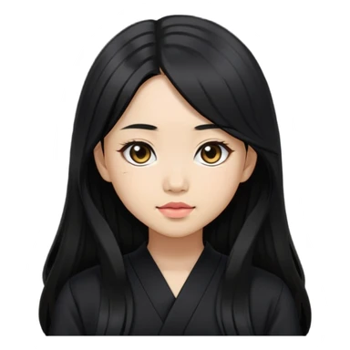 Japanese girl light skin long black hair black blouse  sticker