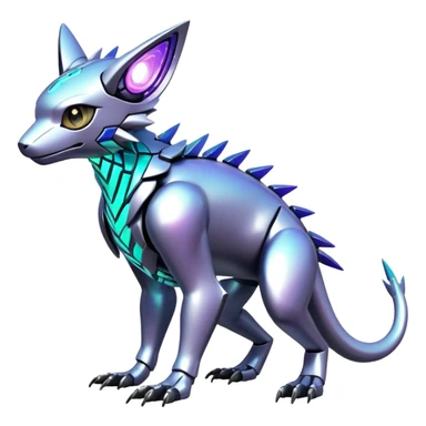  exotic shiny futuristic modern cyber-Fakémon-Digimon-Trico-creature sticker