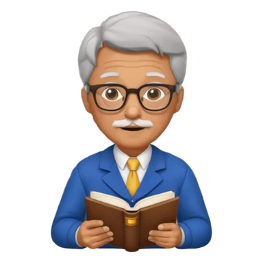 old male Librarian in foreign countries with glasses and librarian uniform sitting in library sticker
